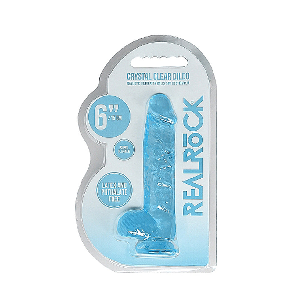 RealRock Crystal Clear Realistic 6 in. Dildo With Balls and Suction