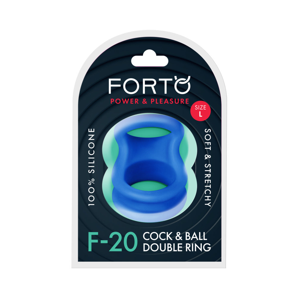 Forto F-20 Liquid Silicone Cockring & Ball Stretcher Large Blue