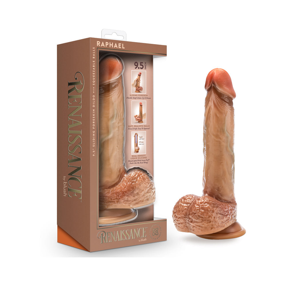 Renaissance Raphael Sliding Foreskin Dildo with Squeezable Balls 9.5