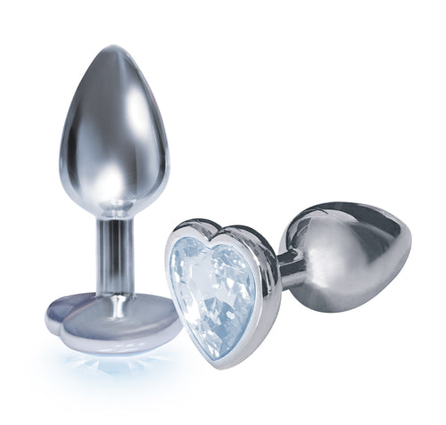 The 9's the Silver Starter Heart Bejeweled Stainless Steel Plug -
