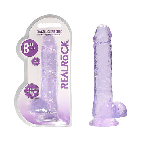 RealRock Crystal Clear Realistic 8 in. Dildo With Balls and Suction