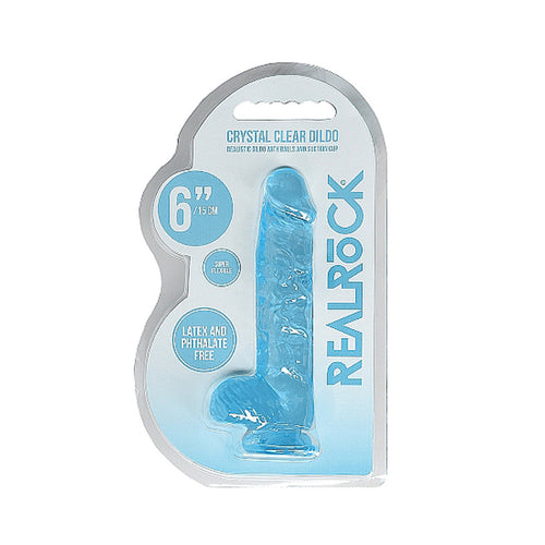 RealRock Crystal Clear Realistic 6 in. Dildo With Balls and Suction