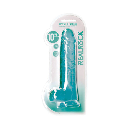RealRock Crystal Clear Realistic 10 in. Dildo With Balls and Suction