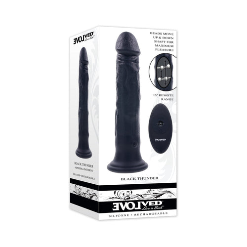 Evolved Black Thunder Vibrating Dildo with Moving Beads and Remote