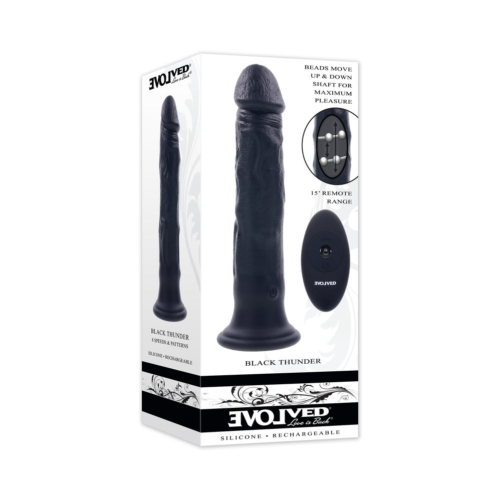 Evolved Black Thunder Vibrating Dildo with Moving Beads and Remote