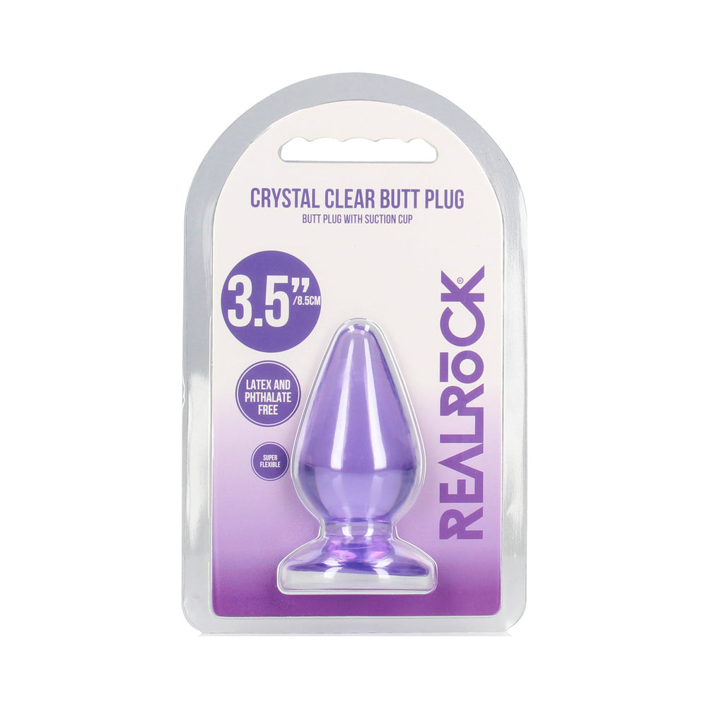 RealRock Crystal Clear 3.5 in. Anal Plug Purple