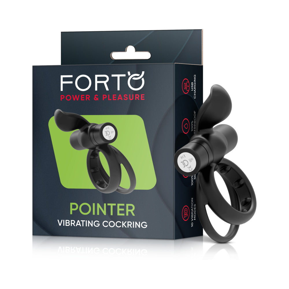 Forto Pointer Rechargeable Silicone Vibrating Dual Cockring with
