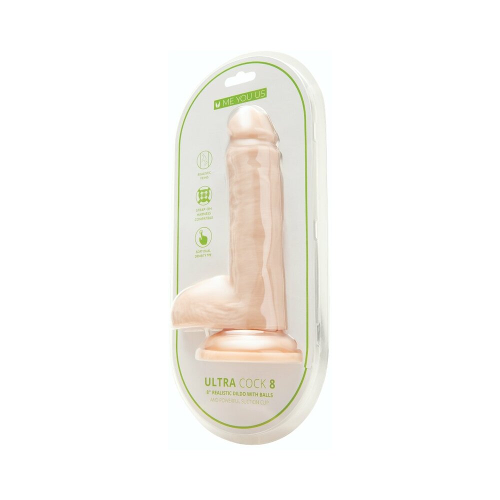 Me You Us Ultra Cock 8 in. Realistic Dual Density Dildo with Balls