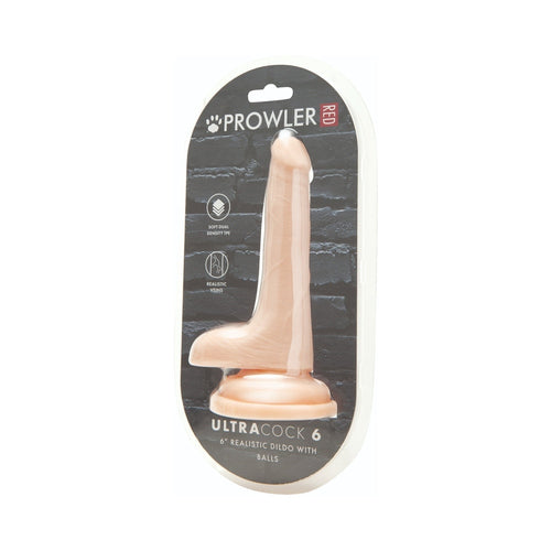 Prowler RED Ultra Cock 6 in. Realistic Dual Density Dildo with Balls