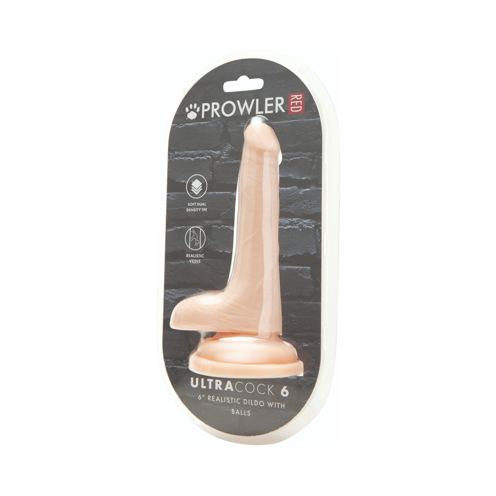 Prowler RED Ultra Cock 6 in. Realistic Dual Density Dildo with Balls