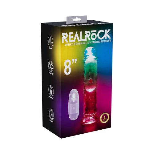 RealRock Wireless Rechargeable Remote Control LED Vibrating 8 in.