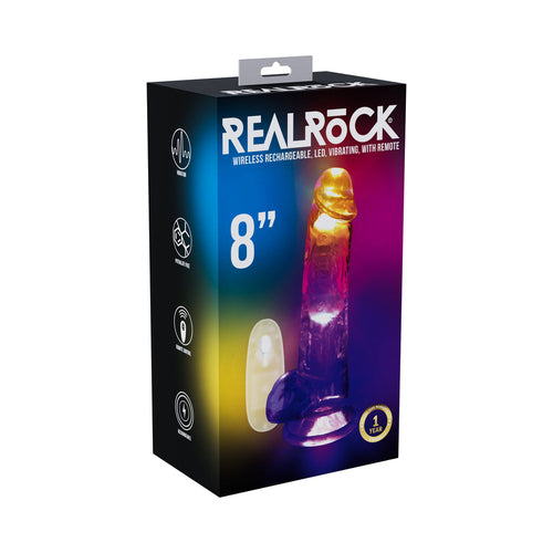 RealRock Wireless Rechargeable Remote Control LED Vibrating 8 in.