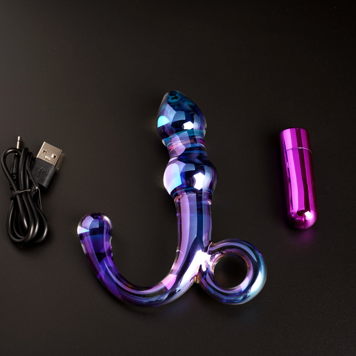 Orchid Pulse Glass Toy with Removable Bullet Vibe