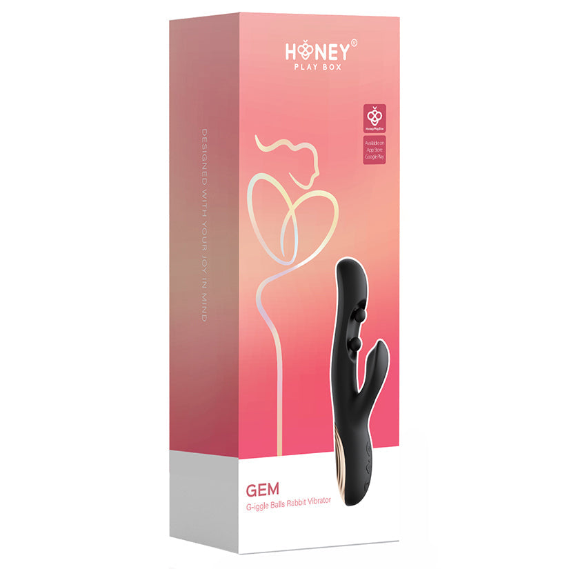 Honey Play Box Gem Rabbit Vibrator-Black