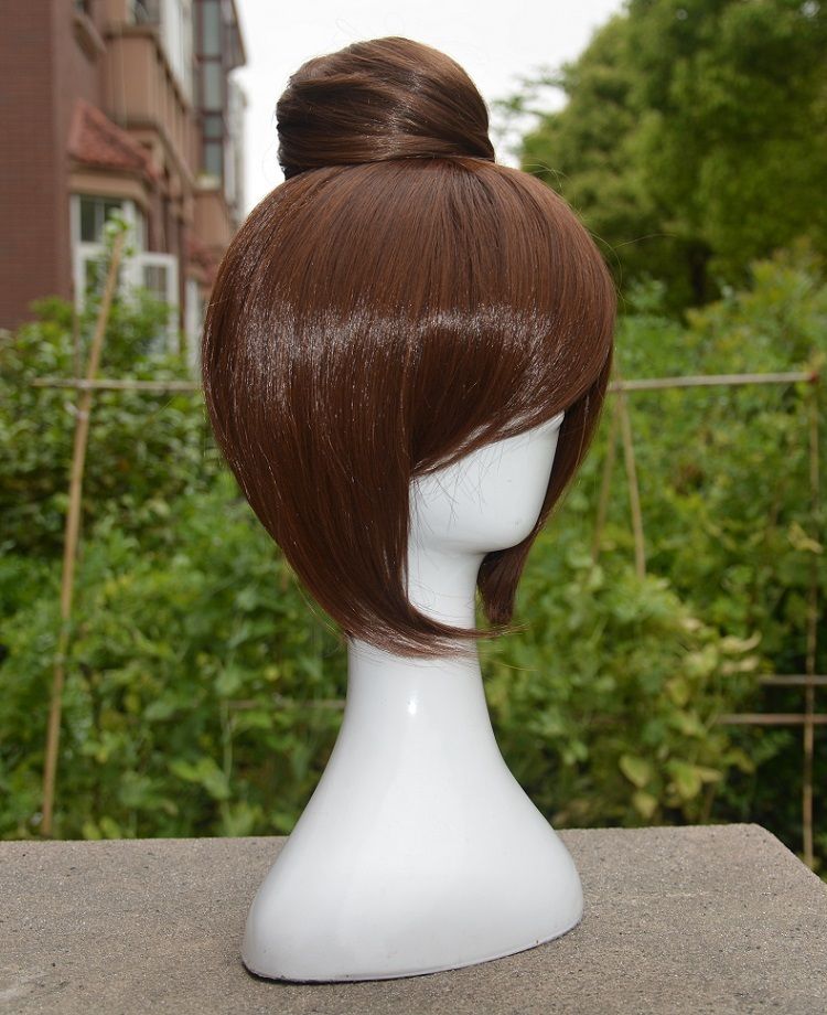 OW Mei Wig Heat Resistant Fiber Short Brown