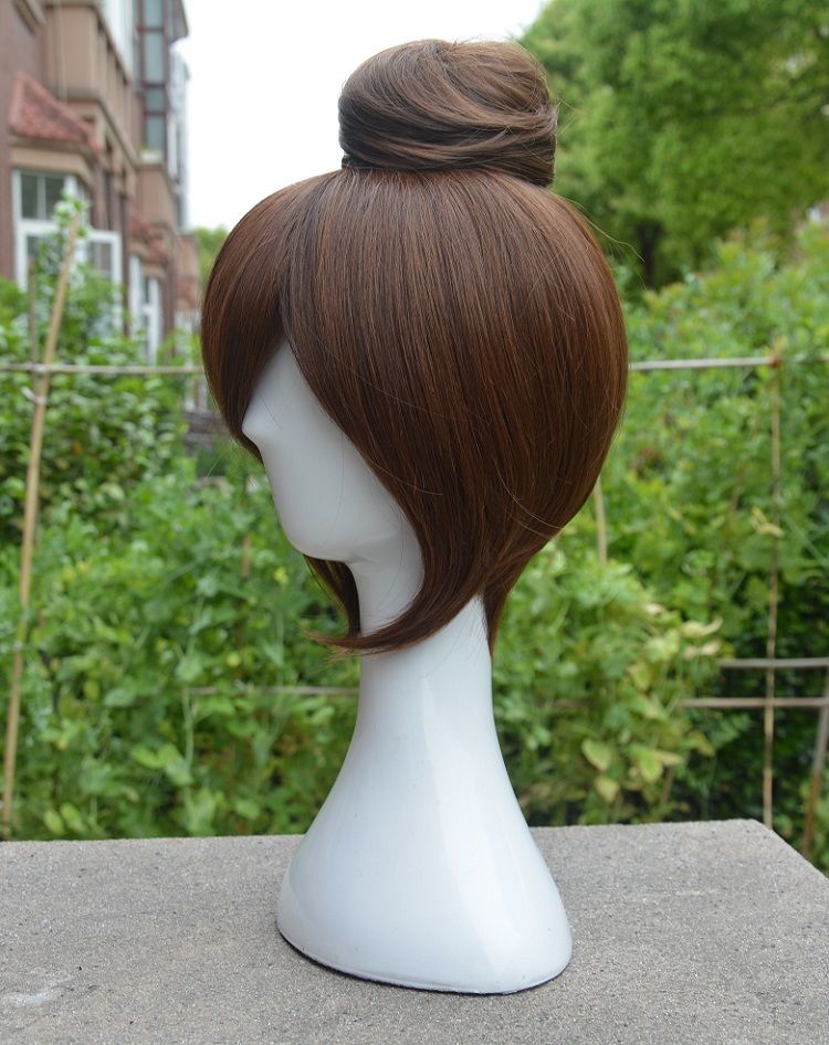 OW Mei Wig Heat Resistant Fiber Short Brown