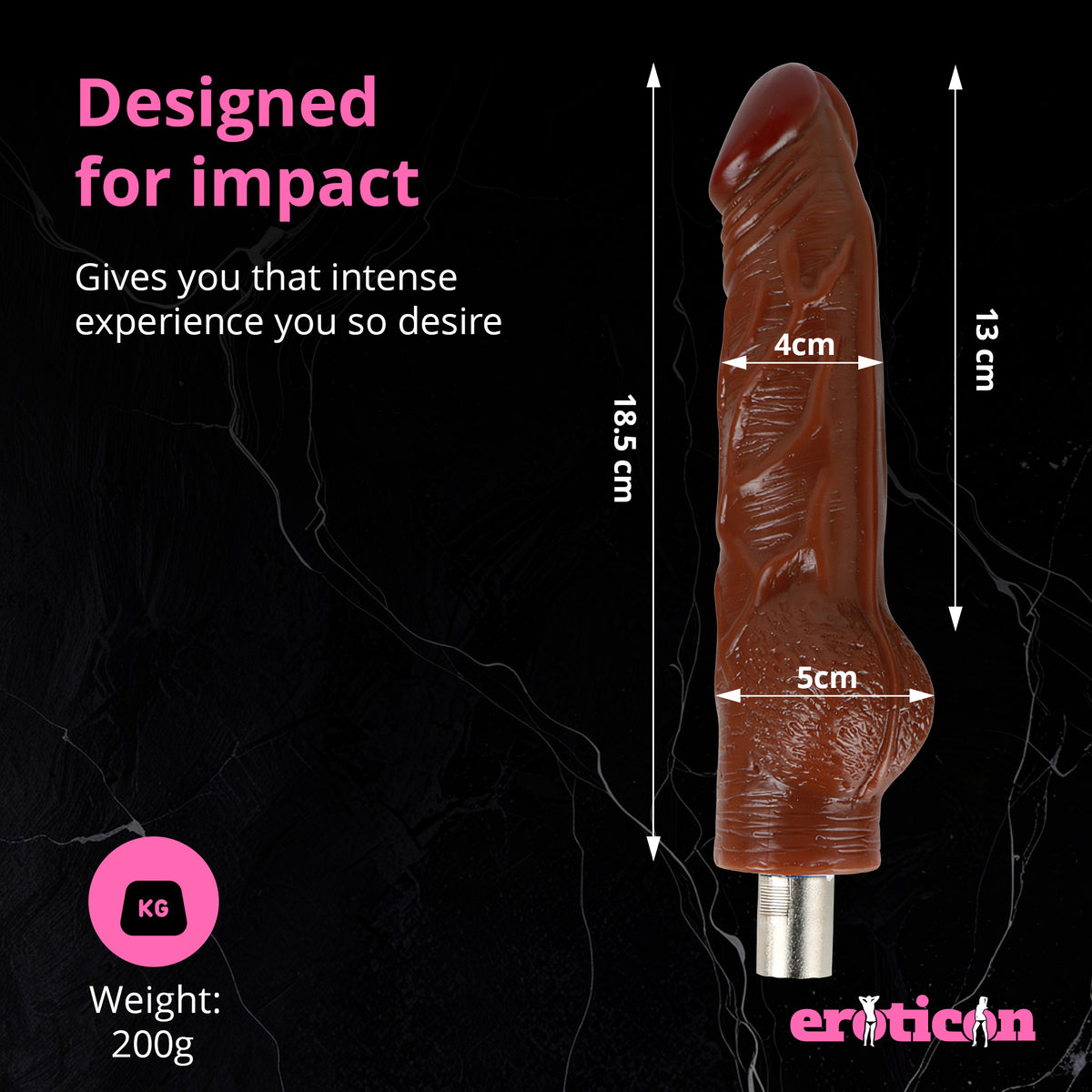 Brown Dildo 18.5cm Long - 3XLR attachment