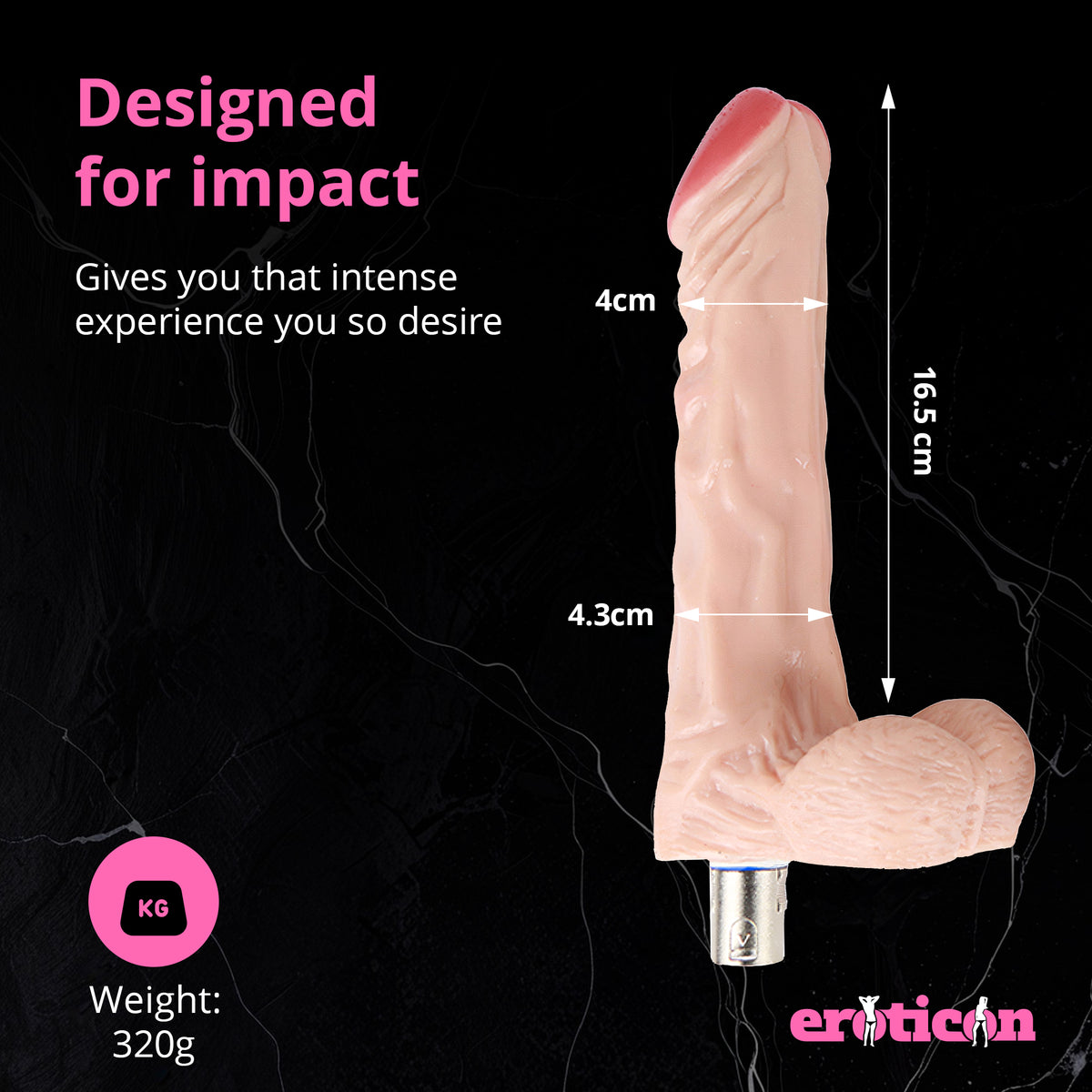 Dildo Attachment 16.5cm White for the Eroticon Sex Machine