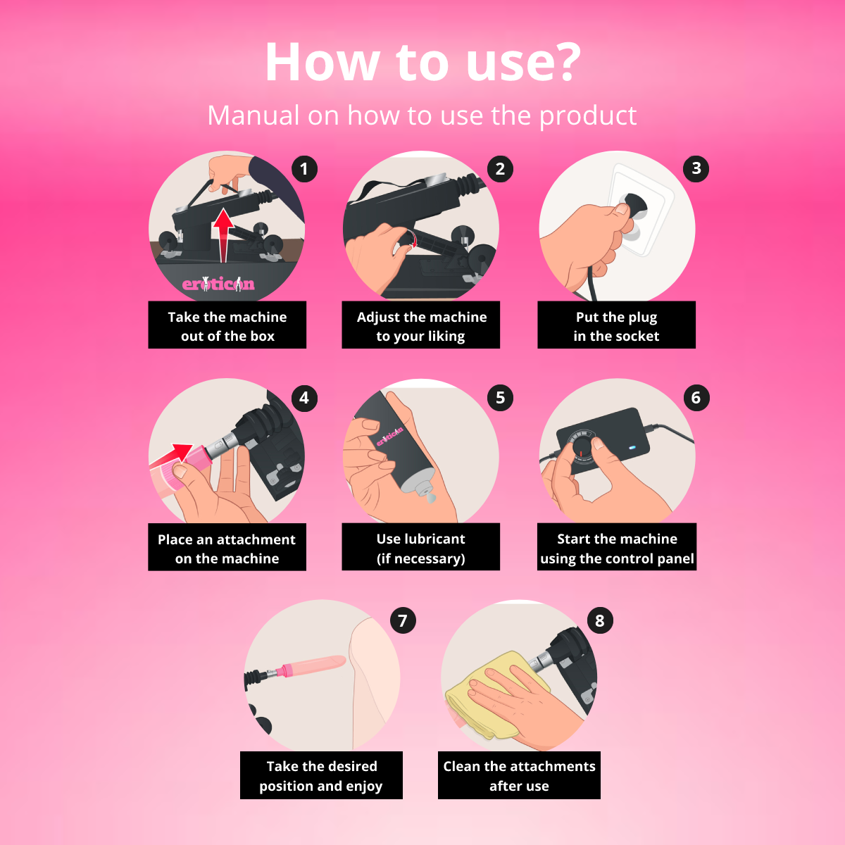 Love Sex machine by Eroticon with 6 attachments