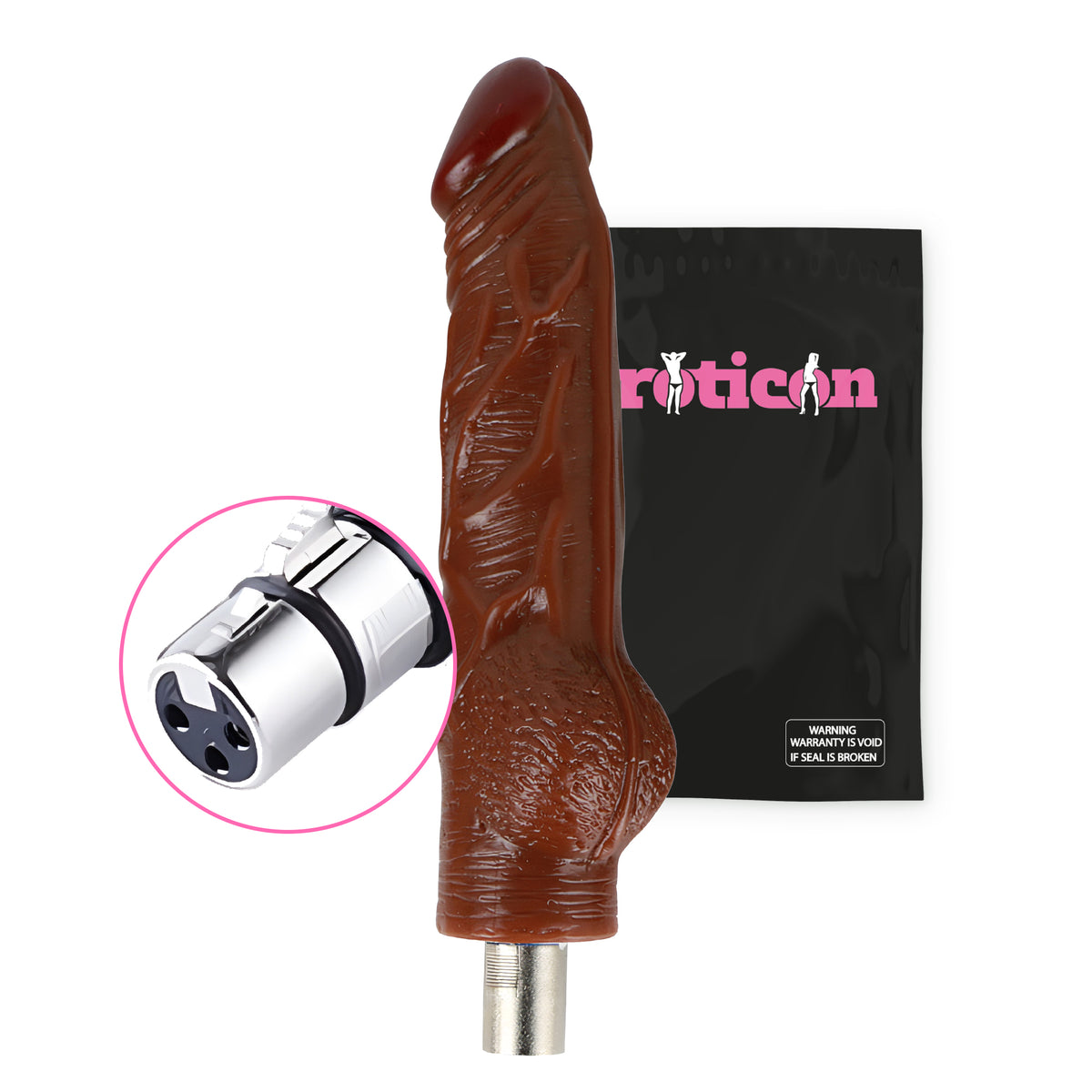 Brown Dildo 18.5cm Long - 3XLR attachment