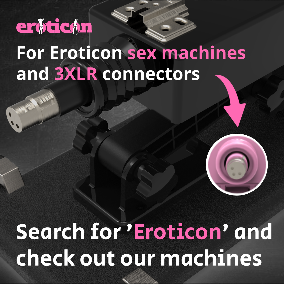 Dildo Attachment Black 20cm for Eroticon Fuckmachine