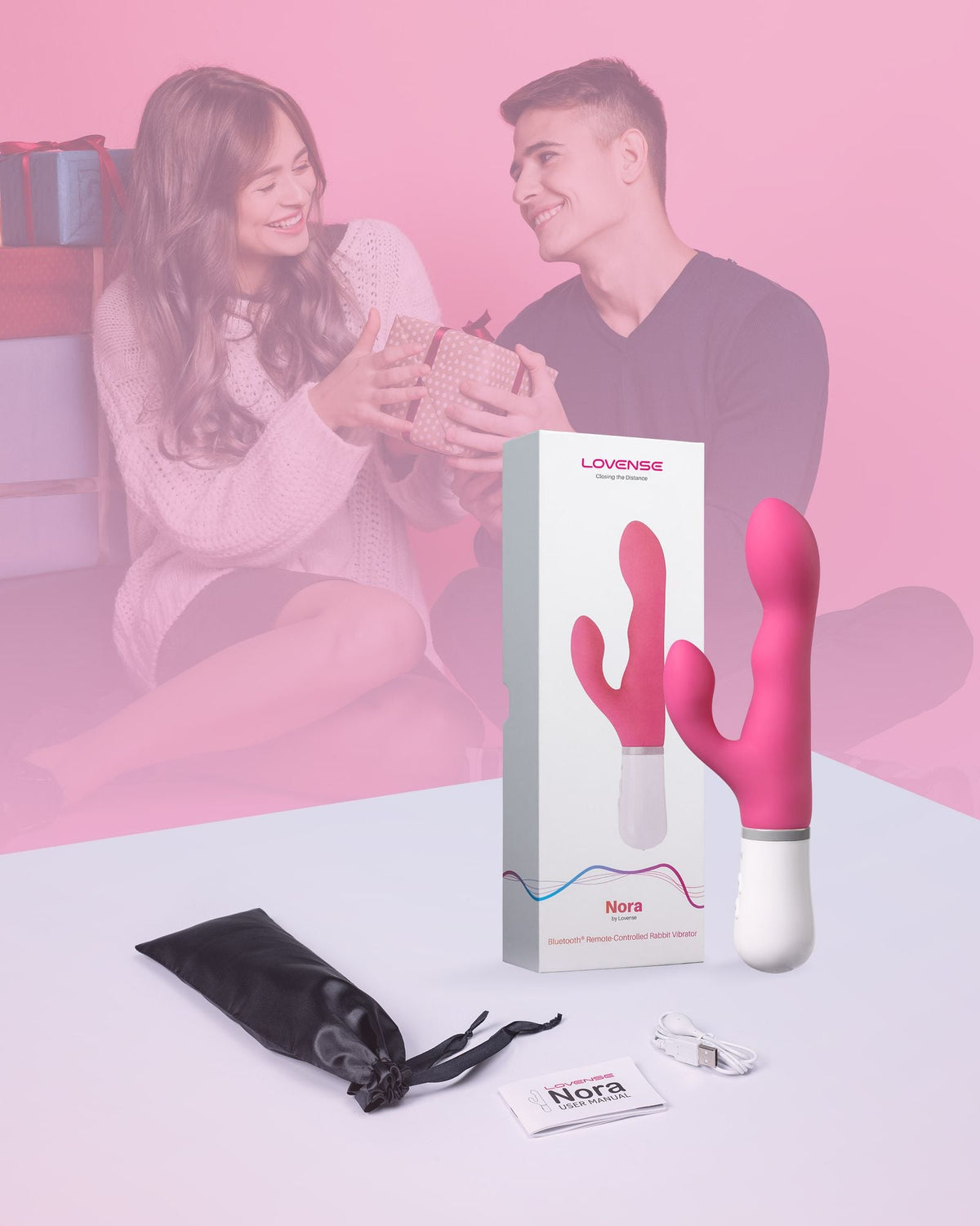 LOVENSE Nora Rabbit Vibrator with APP Control, Pink Vibrator Rabbit