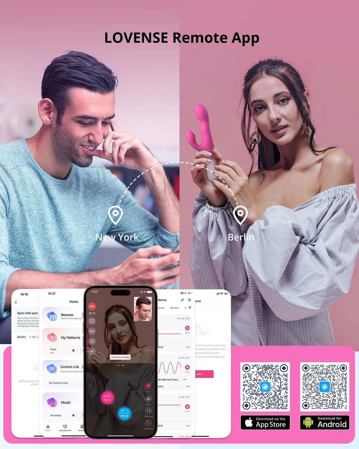LOVENSE Nora Rabbit Vibrator with APP Control, Pink Vibrator Rabbit