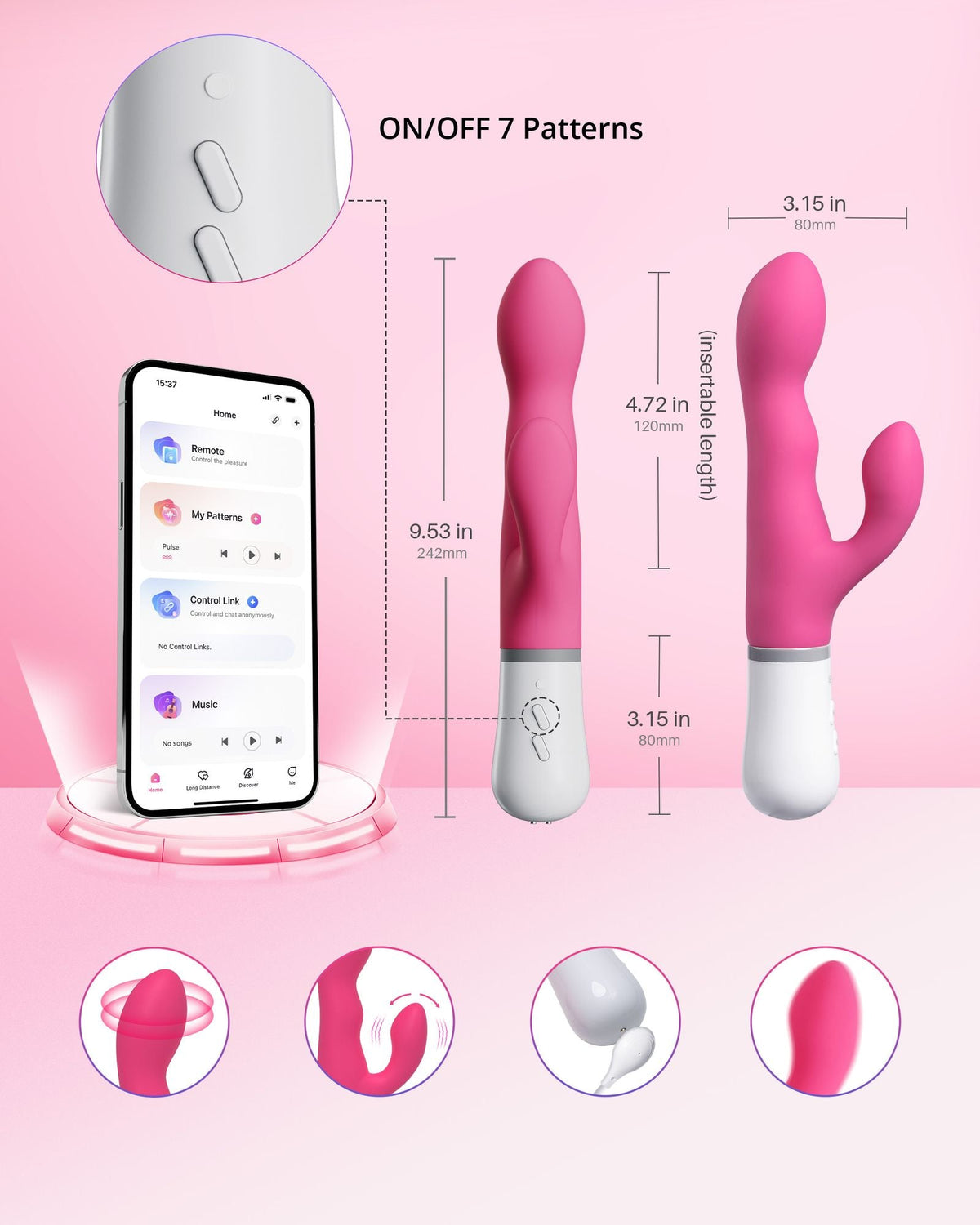 LOVENSE Nora Rabbit Vibrator with APP Control, Pink Vibrator Rabbit