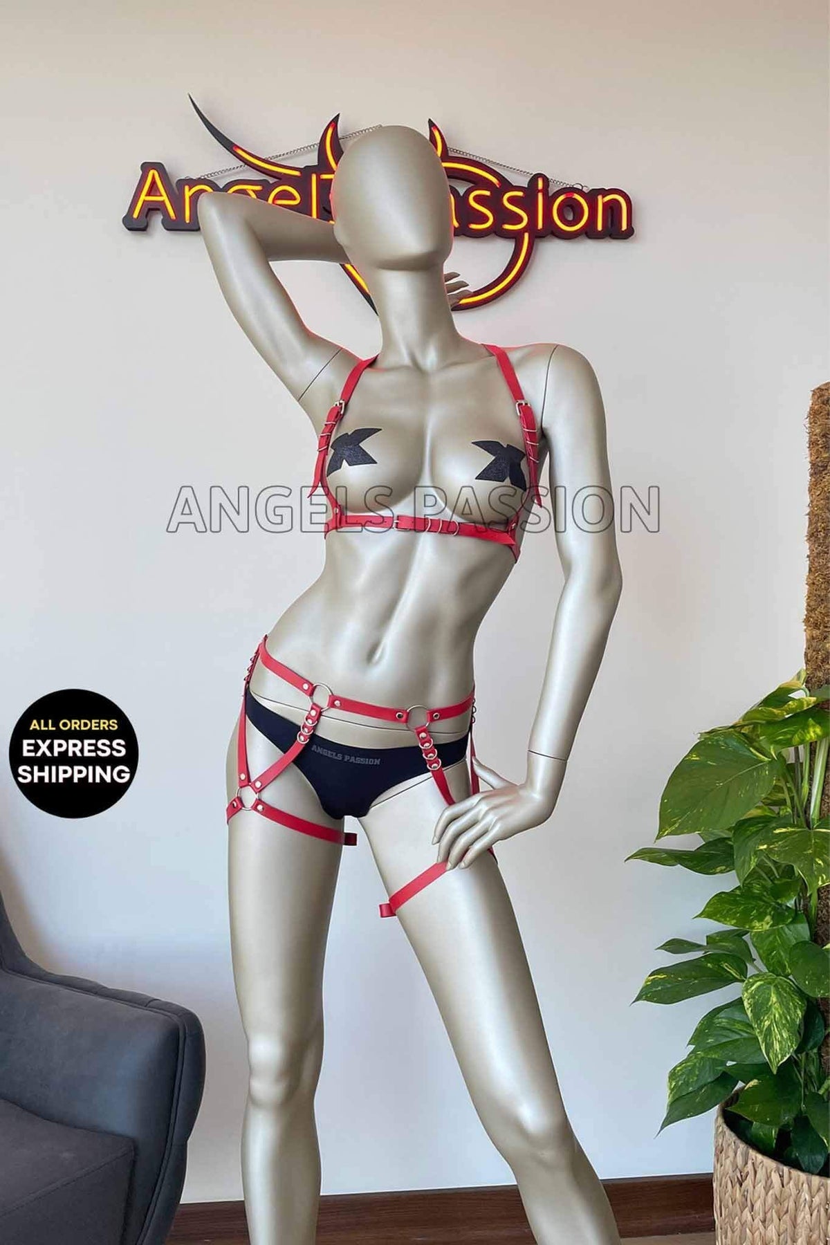 Plus Size Pleather Lingerie