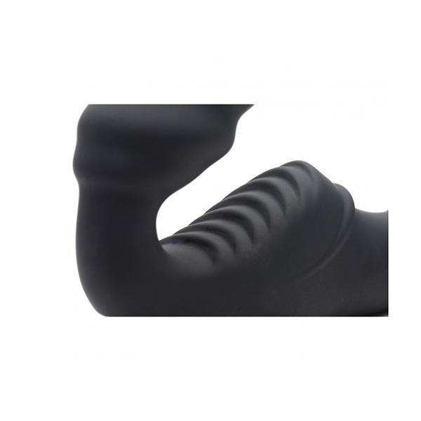 Slim Rider Ribbed Vibrating Silicone Strapless Strap On