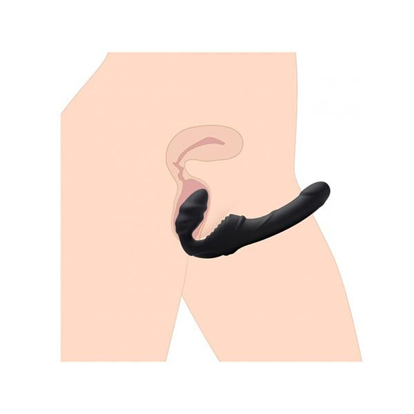 Slim Rider Ribbed Vibrating Silicone Strapless Strap On